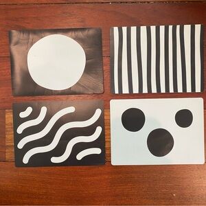 Set of Lovevery Black and White High-Contrast Baby Flashcards and Mirror